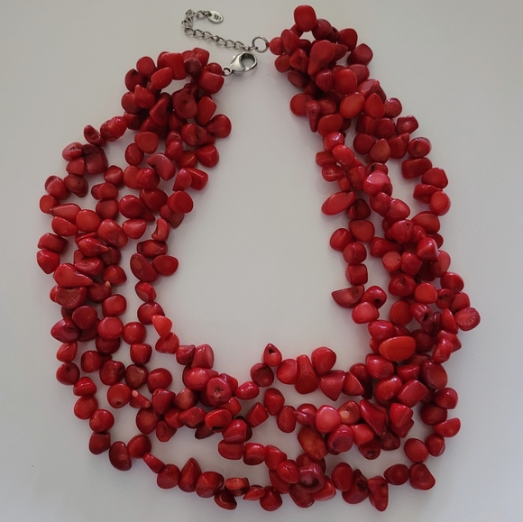 VTG Signed Lucas Lameth LUC Natural Untreated Coral 4 Strand Sterling Necklace - Picture 4 of 10